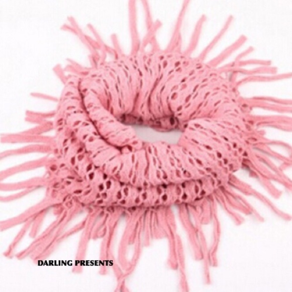 Infinity Fishnet Fringe Scarf Women Color Pink Size OS
